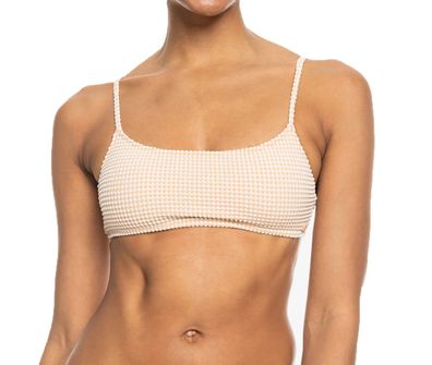 ROXY Bikini Top Bralette Gingham porcini - Größe: XL
