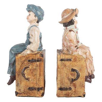 Clayre & Eef Buchstützen 2er-Set Kinder 19x10x22 cm Braun Kunststoff