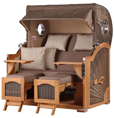 Strandkorbset - bene living - Ammersee 2,5-Sitzer Teak - PE grau - Modell 534