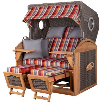 Strandkorbset - bene living - Borkum 2,5-Sitzer Teak - PE grau - Modell 584