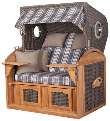 Strandkorbset - bene living - Borkum 2,5-Sitzer Teak - PE grau - Modell 522