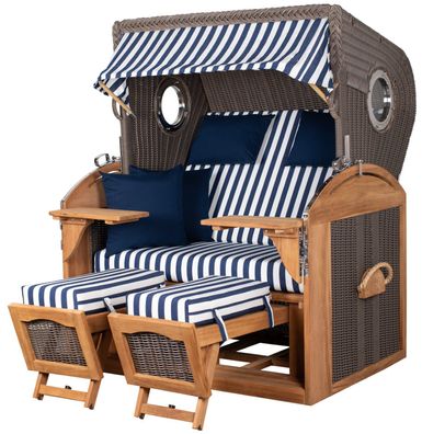 Strandkorbset - bene living - Borkum 2,5-Sitzer Teak - PE grau - Modell 518