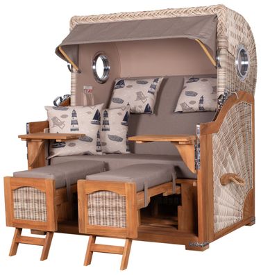 Strandkorbset - bene living - Ammersee 2,5-Sitzer Teak - PE shell - Modell 540
