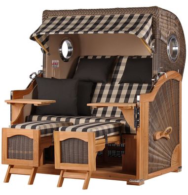 Strandkorbset - bene living - Ammersee 2,5-Sitzer Teak - PE grau - Modell 505