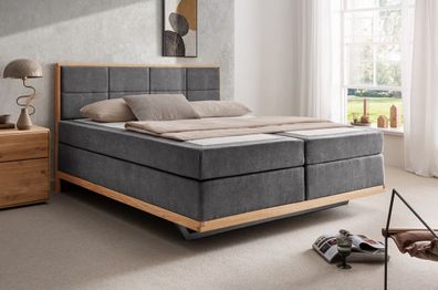 Boxspringbett 'David' 180x200cm Eiche Stoff anthrazit