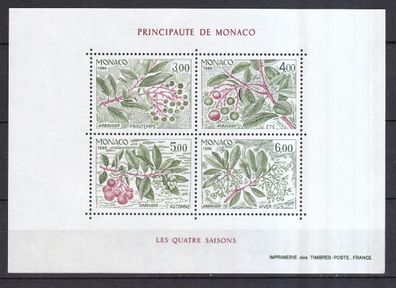 Monaco 1986 postfrisch MiNr. Block 34 vier Jahreszeiten Zweig eines Erdbeerbaumes