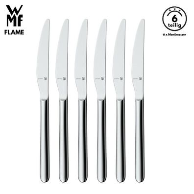 WMF Besteck Messer set FLAME B-Ware 6-tlg, Cromargan®, Tafelmesser, Menümesser