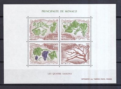 Monaco 1987 postfrisch MiNr. Block 36 vier Jahreszeiten Weinrebe