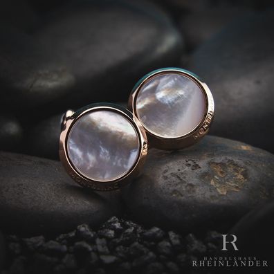 Montblanc Mens Accessories Cufflinks Red Gold PVD Round Mother of Pearl 116662