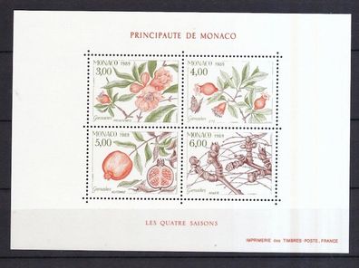 Monaco 1989 postfrisch MiNr. Block 42 vier Jahreszeiten Zweig eines Granatapfelbaumes