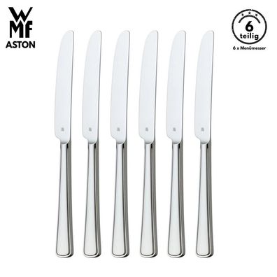 WMF Besteck Messer set ASTON B-Ware 6-tlg, Cromargan®, Tafelmesser, Menümesser