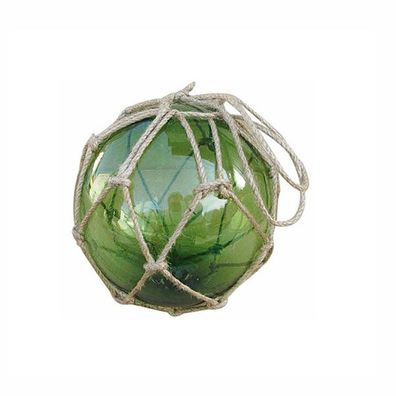 Fischernetz Kugel, Fischerkugel aus Glas im Netz, Grün Ø 12,5 cm