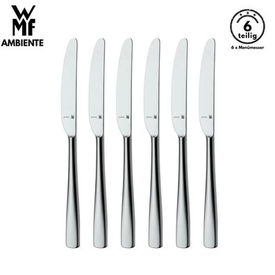 WMF Besteck Messer set Ambiente B-Ware 6-tlg, Cromargan® Tafelmesser, Menümesser