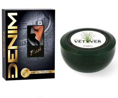 DENIM BLACK Eau de Toilette 100ml + dambiro Rasierseife 150ml
