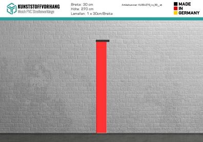 PVC Ersatz Streifen 30cm Rot - Hoehe: 270cm