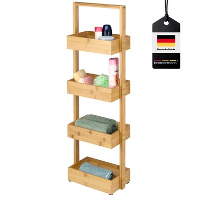 bremermann Bambus Standregal, Badregal mit 4 Ablagen, ca. 28 x 88 x 16 cm (B/H/T)