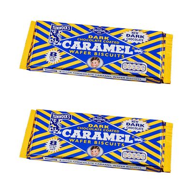 Tunnock's Waffel-Riegel aus Zartbitterschokolade mit Karamell 2er-Set