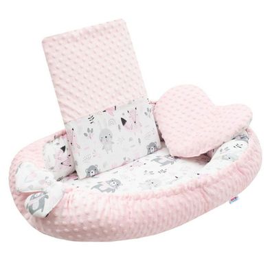 New Baby Luxus Nistkasten mit Polsterung und Federbett in rosa