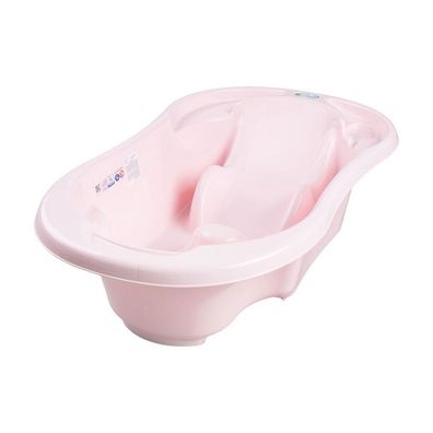 Anatomisch geformte Baby-Badewanne mit Ablauf Komfort 2in1 hellrosa