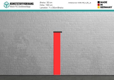 PVC Ersatz Streifen 30cm Rot - Hoehe: 190cm