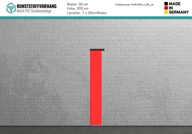 PVC Ersatz Streifen 30cm Rot - Hoehe: 200cm