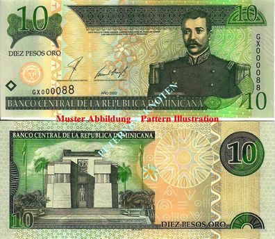 Dominican Rep. 10 PESOS 2002 Unc P 168 6150#
