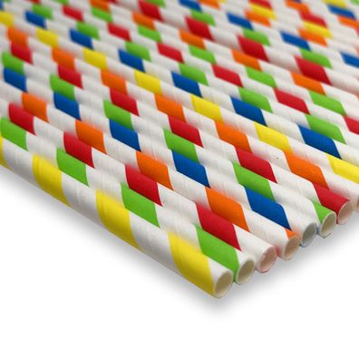 500 Stück Papiertrinkhalme Trinkhalme Strohhalme bunt gestreift Ø6mm (0,02€/st)