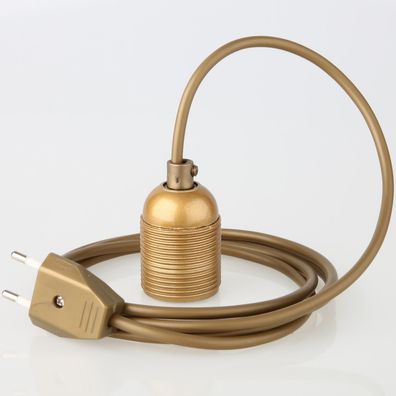 PVC Lampenpendel E27 mit Bakelit-Fassung, gold, Gewindemantel – Kabellänge wählbar