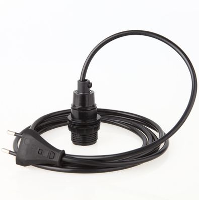 PVC Lampenpendel E14 mit Bakelit-Fassung Teilgewindemantel & Schraubring, schwarz