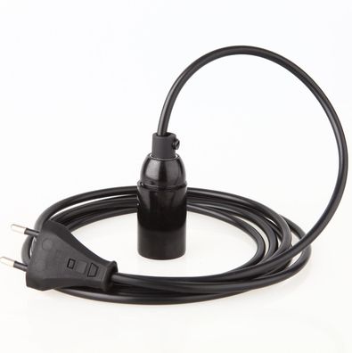 PVC Lampenpendel E14 mit Kunststoff-Fassung Glattmantel, schwarz – Kabellänge