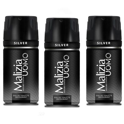Malizia UOMO SILVER - deodorant EdT 3x 150ml