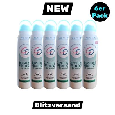 CD Deo Spray Damen Frauen Sensitive Protect ohne Aluminium 6x 150ml (€ 27,66/ L)