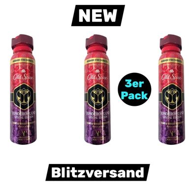 Old Spice Deo Spray Herren Rockstar Tomorrowland Special ED 3x 150ml (€ 44,20/L)