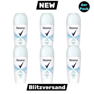 Rexona Cotton Dry Deo Roll On Damen Deo Roller 48h 6x 50ml (€ 86,30 / L)