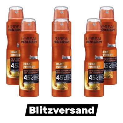 L´OREAL Deo Spray Herren Männer MEN EXPERT HEAT Protect 6x 150ml (€ 32,10 / L)
