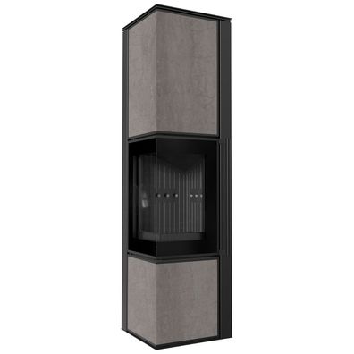 Kaminofen aus Stahl KRATKI TORA/L 8 kW Ø 150 Quarzsinter Naturali PIETRA DI SAVOIA G