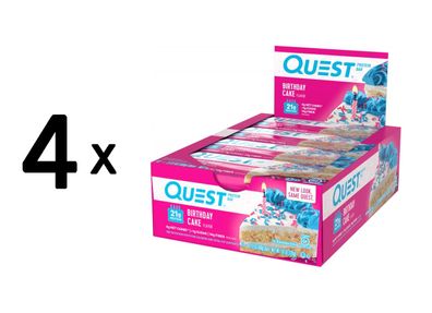 4 x Quest Nutrition Quest Bars (12x60g) Birthday Cake