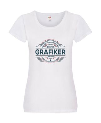 Geprüft und sicher: Grafiker | Grafik Design Damen Shirt Weiß