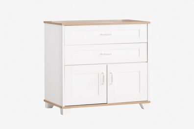 Wäschekommode Freya in Weiß/Holzoptik