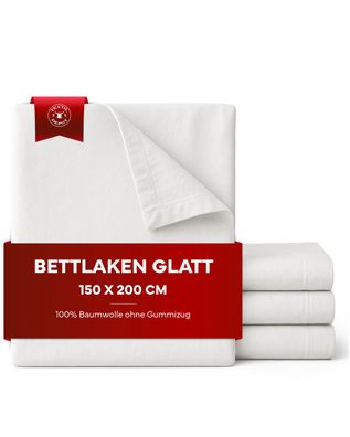 Bettlaken glatt weiß in verschiedenen Größen 100% Baumwolle