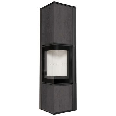 Kaminofen aus Stahl KRATKI TORA/L 8 kW Ø 150 Quarzsinter Naturali PIETRA DI SAVOIA A