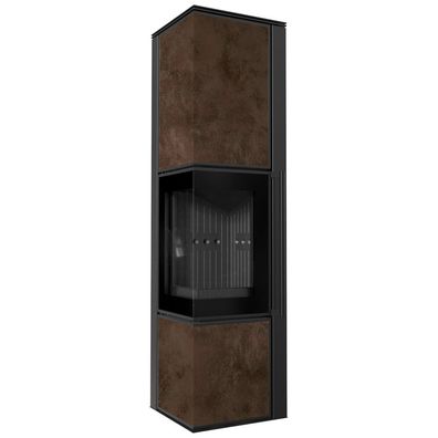 Kaminofen aus Stahl KRATKI TORA/L 8 kW Ø 150 Quarzsinter OXIDE MORO schwarz Verkleid
