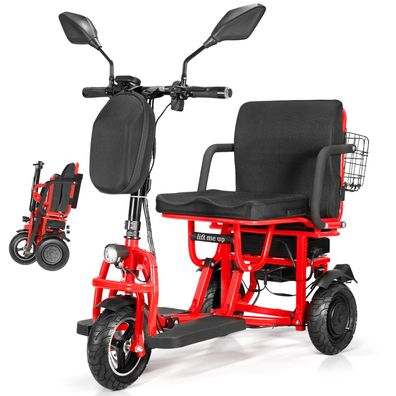 3-Rad Elektro-Mobilitätsroller für Erwachsene mit Spiegel & Korb 136kg Traglast