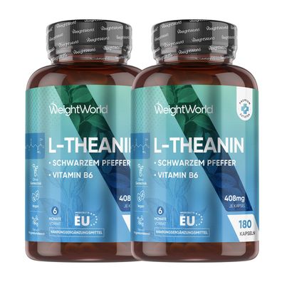 L-Theanin Aminosäure mit Zitronenmelisse 500mg -180 Kapseln - 2 Pack - WeightWorld