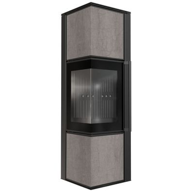 Kaminofen aus Stahl KRATKI TORA/M 8 kW Ø 150 Quarzsinter Naturali PIETRA DI SAVOIA G