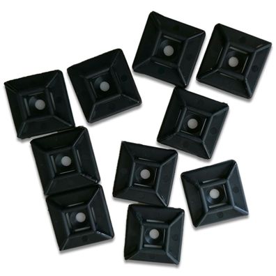 Haltesockel | für Kabelbinder | 28x28mm | Schwarz | selbstklebend | 10 Stück