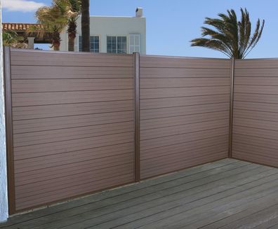 WPC-Sichtschutz Sarthe, Windschutz Zaun, Alu-Pfosten