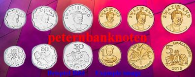 Swaziland KMS. 2015 Unc 6 Münzen #6524#