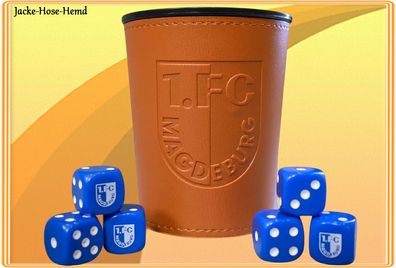 1. FC Magdeburg Würfelbecher Würfel Lederbecher Knobelbecher Kniffelbecher FCM NEU