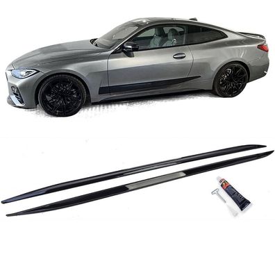 Aufsatz Seitenschweller Schwarz Glanz passend für 4er BMW G22 G23 ab 2020